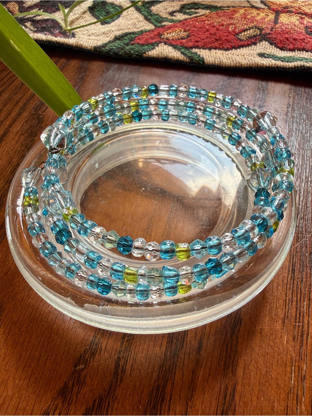 Handmade Turquoise Blue Crystal Wrap Bracelet - Unbranded